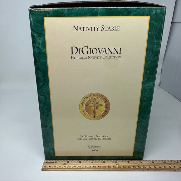Vintage DiGiovanni Christmas Creche Holiday Nativity Stable Wood Moss Accent - Picture 13 of 15